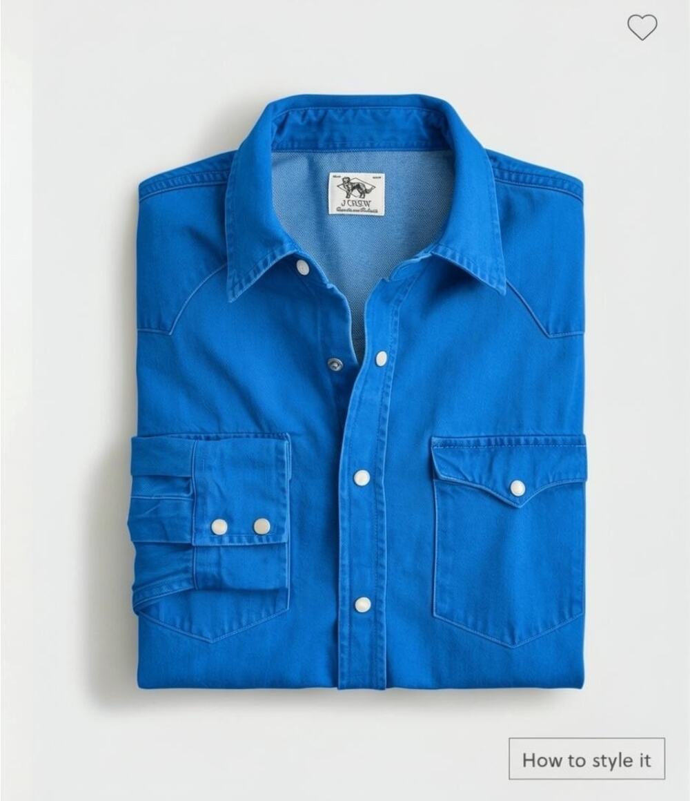 J. Crew Women's Classic Blue Denim Button-Down Utility Shirt Blue Size Large